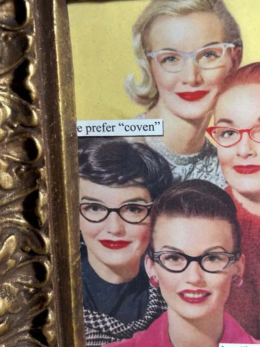 Victorian style Gold Picture frame from the 70’s with funny 60’s women READ